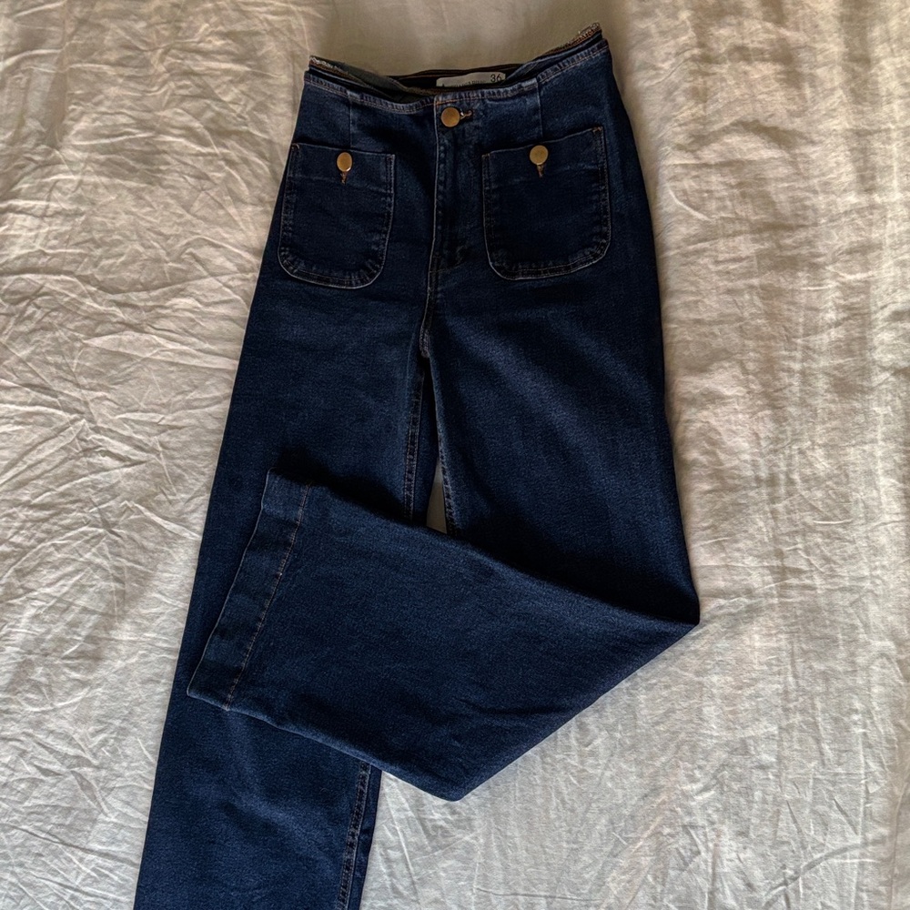 Stradivarius Deep Indigo High-Rise Jeans